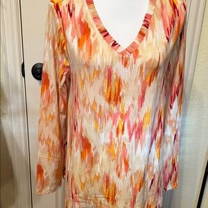 Denim&Co Multicolor V-Neck soft jersey top- Perfect for fall!
